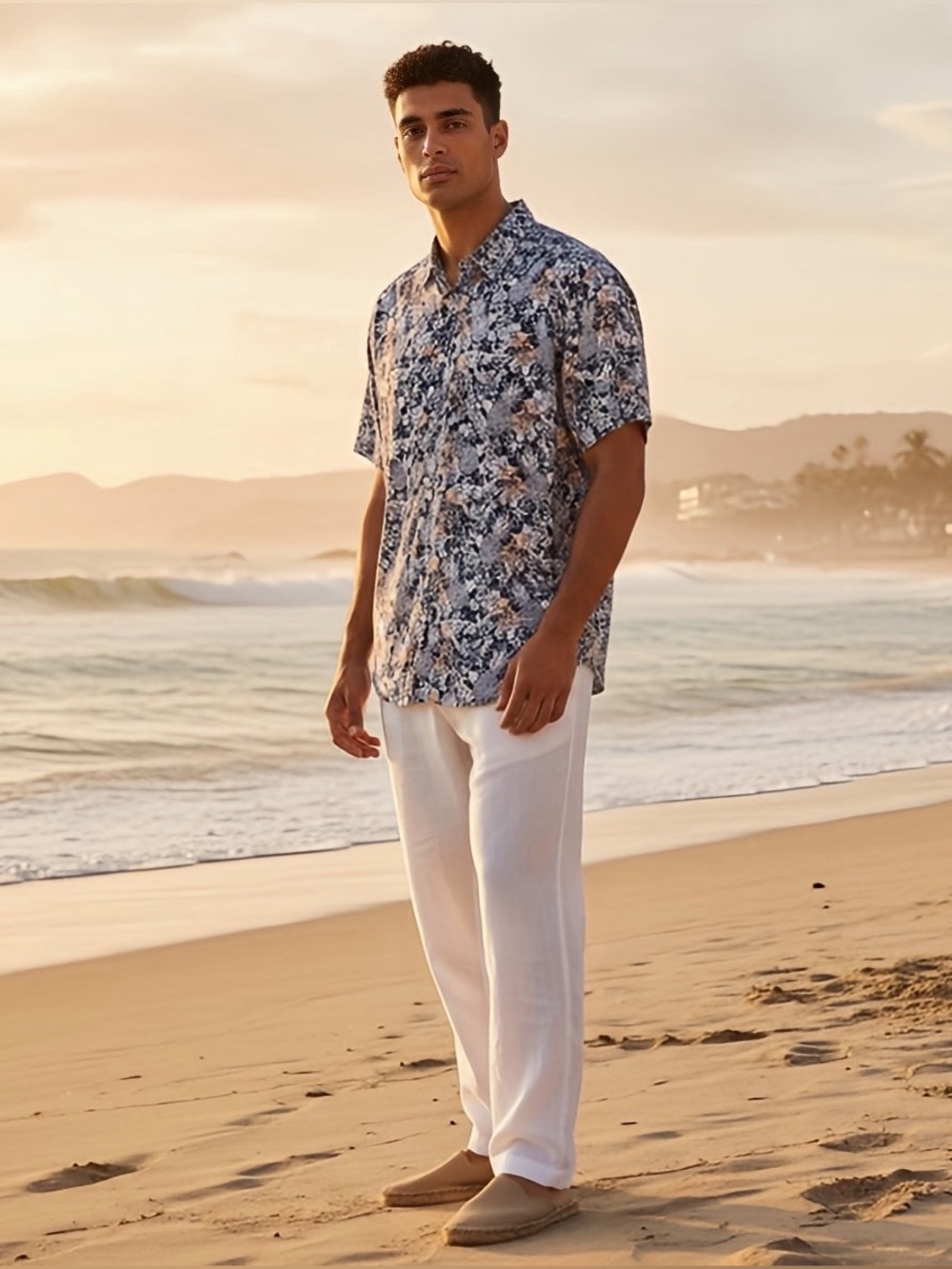 Nautica Men’s XL Classic Fit Stretch Pineapple Shirt Resort Cruise Vacation